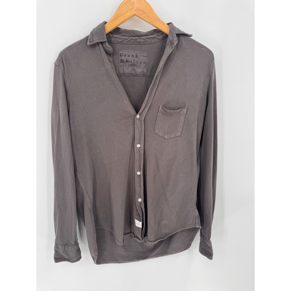 Frank & Eileen Tee Lab Button Down Women XS Grey Jersey‎ Knit High Low Relaxed